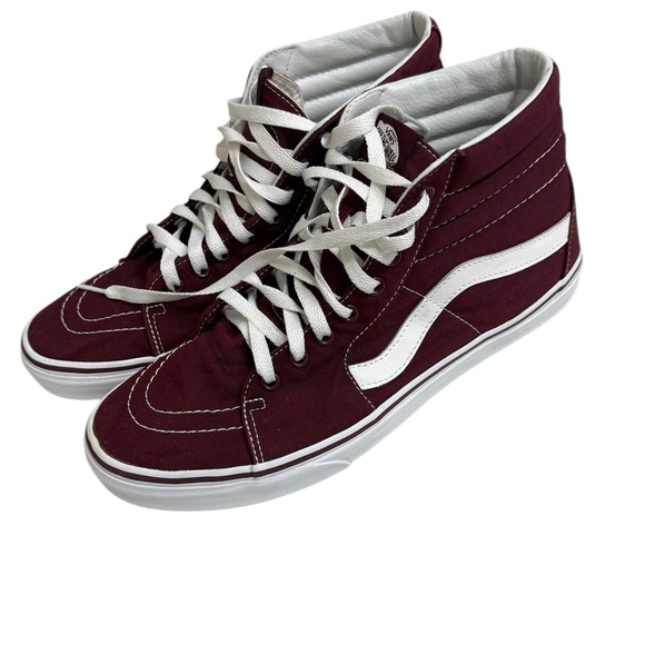 Vans Men's Maroon and White High-Top Sneakers - Picture 1 of 9